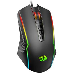 Redragon Gaming Mouse, Wired Gaming Mouse with RGB Backlit, 8000 DPI Adjustable, Mouse with 9 Programmable Macro Buttons & Fire Button, Software Supports DIY Keybinds, M910-K