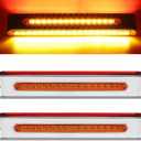 Partsam 2Pcs 12" Double Face Stop Turn Tail Light Bar Chrome with Side Marker Indicator Lights 55 LED, 12 Inch Triple Face Led Trailer Light Bar Surface Mount, 12" Double Face Auxiliary Light Bar