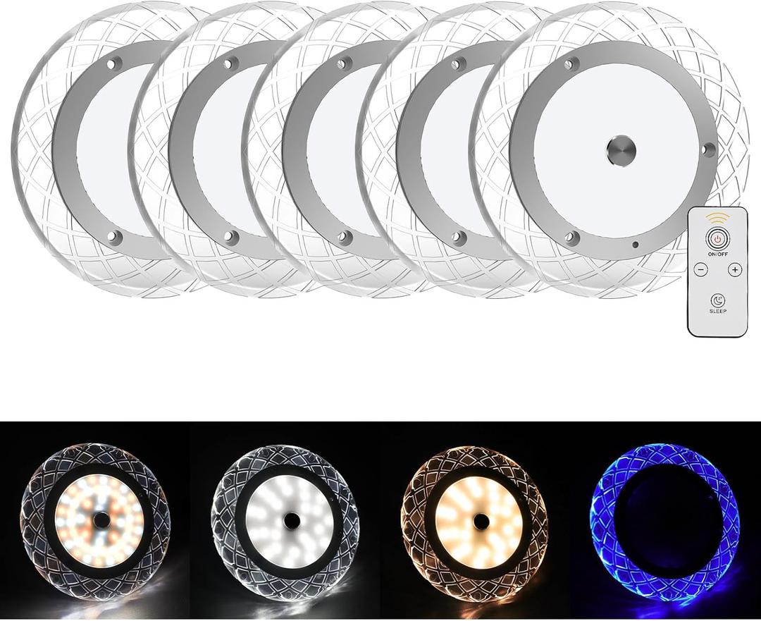 BlueFire RV Interior Lights - 600LM Dimmable LED Ceiling Dome Lights, 4 Colors, 12-18V Fixture with Dimmer Switch for Under Cabinet, Camper Van, Truck, Motorhome, Boat (5 Pack)