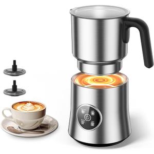 Milk Frother and Steamer, 4-in-1 Electric Frother for Hot & Cold Foam, One-Touch Operation for Cafe-Style Lattes & Cappuccinos, Fast Heat, Dishwasher Safe, 30.44Oz/900ML