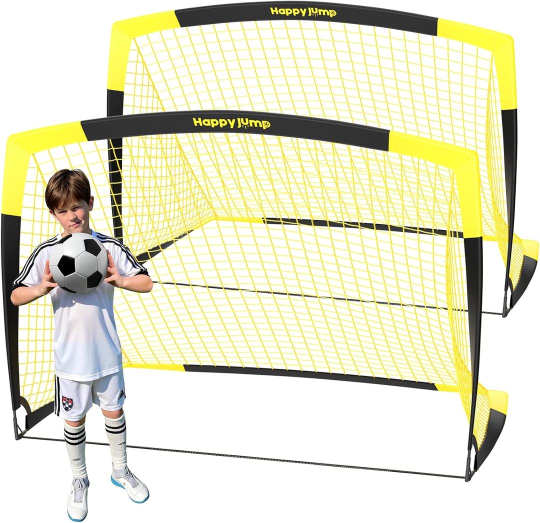 Happy Jump Soccer Goal Pop Up Foldable Soccer Net for Backyard 7'x5', 2 Set
