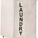 92L Large Laundry Hamper with Leather Handle,Standable Laundry Basket with Wheels ,Large Hamper,Rolling Laundry Basket White (Super Large 27.5", Beige/XXL)