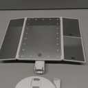 deweisn Floor Mount Tri-Fold Lighted Vanity Mirror with 21 LED Lights, Touch Screen and 3X/2X/1X Magnification, Two Power Supply Modes Make Up Mirror,Travel Mirror (White)