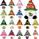 Qunclay 33 Pcs Chriatmas Interchangeable Gnome Decor Chriatmas Gnome Decoration with Magnet and Detachable Hats Changeable Wooden Home Table Centerpieces Sign for Holiday Ornaments(Stylish)