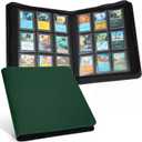 Toploader Binder, Holds 324 Toploaders, 9 Pocket Top Loader Binders with Sleeves for 3 x 4'' Toploaders, Double-Sided Pocket Top Loader Storage Binder, Trading Card Binder - Diamond Green