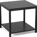 Homieasy Side Table 20 Inch Square, 2-Tier Coffee Tea End Table Nightstands for Sofa Couch Bed, Metal Wood Accent Modern Simple Industrial Style Side Table for Living Room Bedroom, Black