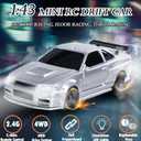 Mini RC Drift Car, 1:43 Scale 2.4GHz Full Proportional Drift RC Cars, 4WD High Speed Remote Control Car with LED Lights and Replaceable Tires, RTR Hobby Model Vehicle Toy Gift for Kids, Adults, Boys