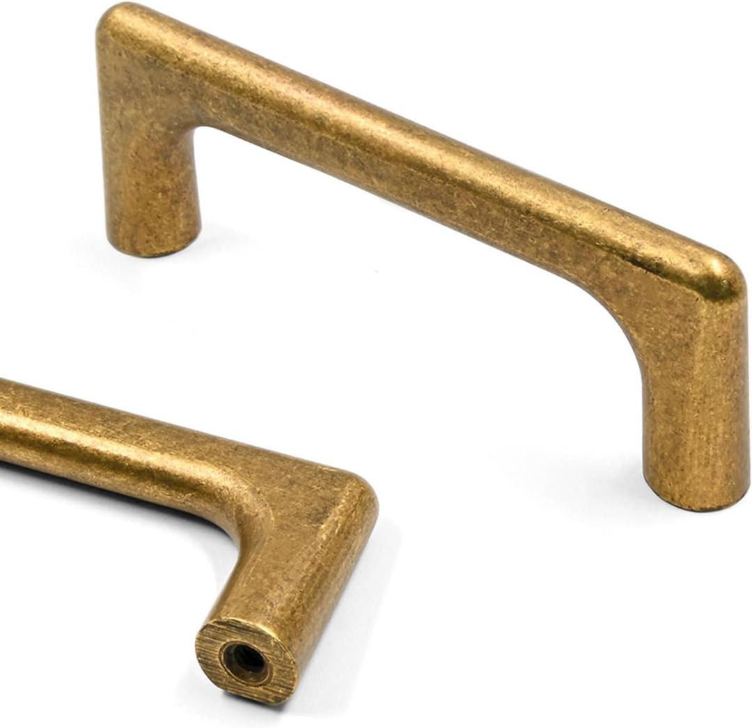 Asidrama 10 Pack 3 Inch(76mm) Antique Brass Cabinet Pulls Vintage Retro Cabinet Handles Cupboard Handles Kitchen Cabinet Hardware for Cupboard Drawer Pulls