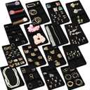 Landical 16 Pcs Stackable Jewelry Organizer for Drawer Velvet Jewelry Tray with Dividers Earring Holder & Ring Display Box Fits 8.4 x 5 x 1 Drawer Necklace Storage for Women, Girls,16 Styles (Black)