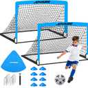 Pro-Grade Kids Backyard Soccer Goal, Tear-Resistant 5-Layer Polyester Soccer Net & 10mm Poles for Maximum Durability, 4x3ft/6x4ft/7x5ft, Pop Up Portable Soccer Training Equipment Set with Size 4 Ball