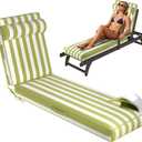 Chaise Lounge Cushions Outdoor 80x26x4 Inch, Patio Lounge Chair Cushions w/High Density Foam, 4 Inch Pool Lounger Cushion w/Removable Cover Handles, Fits Poolside Patio Outdoor Furniture, Greenstripe