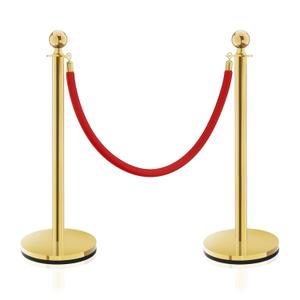 Gold Stanchions, Red Carpet Ropes and Poles, Stainless Steel Barriers for Party, Museums, Wedding, Easy Connect Assembly, 2PCS