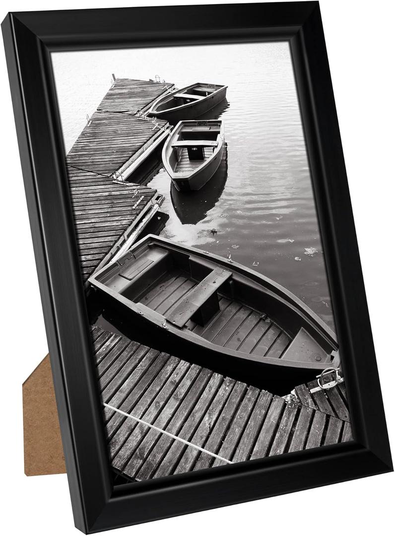 Giverny 4x6 Picture Frames, Black Photo Frames with Glass for Wall or Tabletop Display, Simple Design Glossy Finish Frame Perfect for Home Office Hotel, and Various Ceremonies Parties