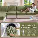 QIANMEW Couch Covers for Sectional Sofa, Washable Stretch Soft Sofa Cushion Covers L Shape Sofa Slipcovers Anti Slip Furniture Decor Protector for Pets (1PC L Chaise Cover,Green)