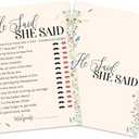Wildflowers Bridal Shower Game Cards, He Said She Said Game Cards for Wedding Shower Engagement Party Bachelorette Party Reception, Bridal Shower Decorations, Set of 25-03