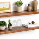 Fun Memories 30 Inch Floating Shelves, Rustic Solid Wood Wall Shelves Set of 2, 8 Inch Deep Floating Shelf for Bathroom, Bedroom, Heavy-Duty Wooden Shelf Wall-Mounted for Home Decor & Storage