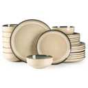 GBHOME Ceramic Dinnerware Sets for 8, 24 Pieces Stoneware Plates and Bowls Sets, Reactive Glaze Dishes -Scratch Resistant, Dishwasher&Microwave Safe, Pale Khaki