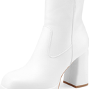 Oh Mispares Women's Platform High Chunky Heeled Ankle Boots Cozy Leather Gogo Boots Square Toe Side Zipper Booties 8