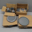 Bestone 16 Piece Round Kitchen Dinnerware Sets,Plates and Bowls sets,Dishes, Dinner Plates, Cereal Bowls SetBowls, Mugs, Dish SetPlates and Bowls,Service for 4, Stoneware Dinnerware,Grey
