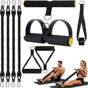 Pedal Resistance Band,Multifunction Adjustable Sit-up Bodybuilding Abdominal Trainer,Elastic Pull Rope Fitness Equipment for Abdomen,Waist,Leg,Arm,Home Gym Workout,Postpartum Recovery&Body Shaping