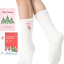 CoolMate GLOBAL Fuzzy Socks for Women Valetines Gift Box, Cozy, Soft, Stocking Stuffers, Comfy Cloud-Like Socks for Spa,Home (C-01. Santa White)