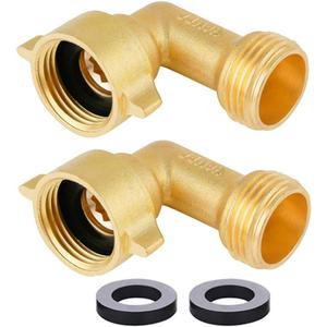 Garden Hose Connector 90 Degree Brass Garden Hose Elbow Solid Brass Adapter (2Pcs)+ Extra 4 Pressure Washers