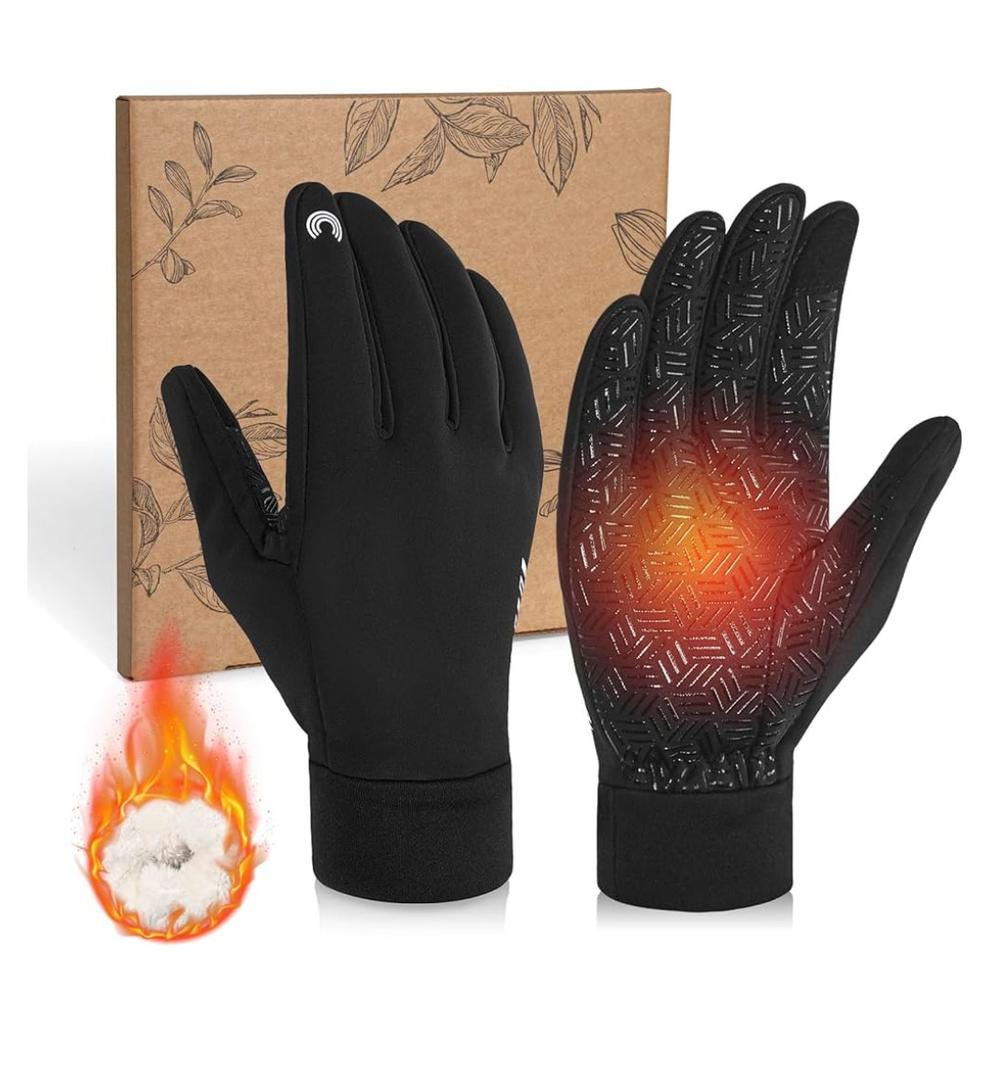 2 x RIGWARL Upgraded Plush Gloves for Cold Weather, Women Men Winter Gloves for Late Fall and Early Winter, Warm Running Gifts