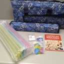 Empty Mahjong Bag, Blue Printed Soft American Mahjong Bag with Two Wrappers (Case Only, Mahjong Tiles, Trays and Mah jong Racks/Pushers not Include)