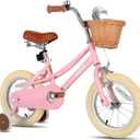 JOYSTAR 14 inch Kids Bike for Toddlers 3-5 Years (39"-47") Girls, Girls Bike with Training Wheels & Basket, Kids' Bicycle Pink
