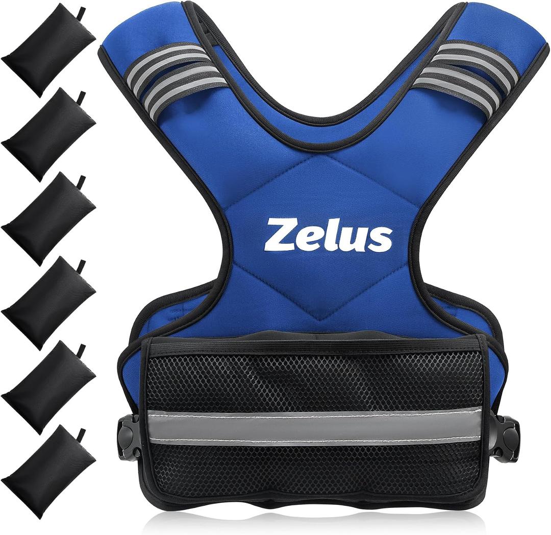ZELUS Weighted Vest for Men and Women | 11-20lb Vest with 6 Ironsand Weights for Home Workouts | Adjustable Body Weight Vest Exercise Set for Cardio and Strength Training