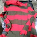 Men Killer Costume Adult Horror Movie Freddy Striped Outfit Accessory Hat Glove Halloween Party Cosplay Props, 2XL