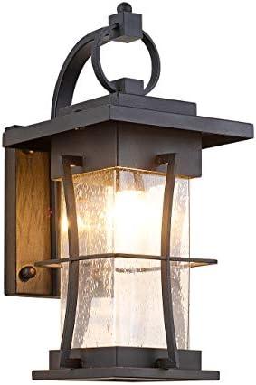 EERU Outdoor Wall Sconces Light Fixtures Exterior Wall Lantern Outside House Lamps Waterproof Black Metal with Clear Seeded Glass, Perfect for Exterior Porch Patio House