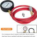 Bonbo TU-32-20 Compucheck Fuel System Pressure Test Gauge 0-300 PSI for Cummins & Other Diesel Engines with Compuchek Ports