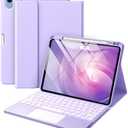 Harvopu Compatible with iPad Air 11 Inch & Air 5th/Air 4th Generation Case with Keyboard - Multi-Touch Trackpad, 7-Color Backlit, Detachable Folio Cover for Air 11-inch M3/M2 (2025/2024), Light Purple