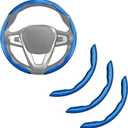 Carbon Fiber Steering Wheel Cover 3pcs Anti-Slip Car Steering Wheel Accessories Snap on Grip 15 inch Universal Blue