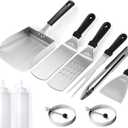 Griddle Accessories Kit for Blackstone, Camp Chef, Weber and Other Flat Top Grill, 10 Pieces BBQ Accessories, Includes Spatula Set, Wide Scooper, Squeeze Bottle & Egg Ring