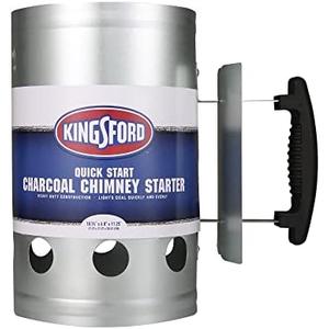 KINGSFORD Heavy Duty Deluxe Charcoal Chimney Starter | BBQ Chimney Starter for Charcoal Grill and Barbecues, Compact Easy to Use Chimney Starters and BBQ Grill Tools, Silver