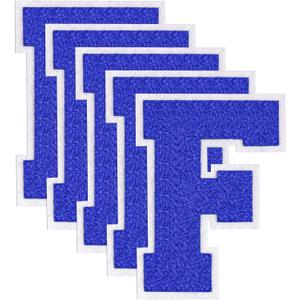 5PCS 4.5" Varsity Letter Patches Blue Chenille Iron On Letters Patch for Backpacks Embroidered Applique Jacket Hoodie Bags Graduation Birthday Party F
