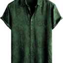 JOTOOK Mens Hawaiian Shirt Short Sleeve Button Down Tropical Shirts Casual Floral Summer Beach Shirt 3X-Large GreenFlower