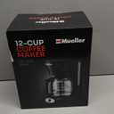 Mueller 12-Cup Drip Coffee Maker - Borosilicate Carafe, Auto-Off, Reusable Filter, Anti-Drip, Keep-Warm Function, Clear Water Level Window Coffee Machine, Kitchen Essentials & Accessories (Black)
