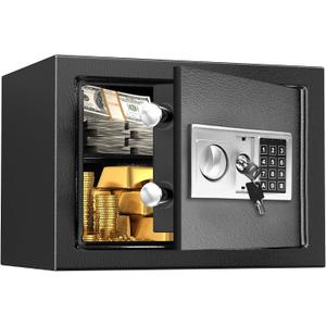 Safe with Key Lock,Anti-Theft Digital Security Lock Box with Electronic Keypad, Fire Proof Safe for Home Documents Firearm Medicine Money,0.8 Cubic Feet Lock Box，13.8"W x 9.8"D x 9.8"H