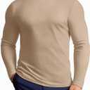 Vssjavun Mens Mock Turtleneck Long Sleeve Shirts Casual Slim Fit Undershirt Lightweight T-Shirt for Outdoor & Business (Beige, L)