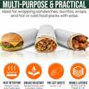 CENN Insulated Sandwich Wrapping Paper Pre-Cut Aluminum Foil Sheets [150 Pack] 10.75"x14" Non-Stick Paper-Backed Tin Foil for Sandwich Wraps, Burritos, BBQ - Grease-Resistant Foil Wrapping Sheets