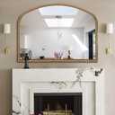 ironsmithn Gold Arched Mirror, 28"x36" Antique Mirrors with Beaded Frame, Classic Vintage Decorative Mirror, Marlowe Accent Mirrors for Mantel Fireplace Bedroom Bathroom Living Room Entryway