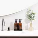 Prus Waso Amber Glass Soap Dispenser Set, Hand Soap and Lotion Set with Black Stainless Steel Pump, Perfect for Modern Bathroom Decor. (Amber)