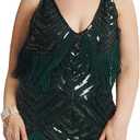 BABEYOND Women's 1920s Flapper Dress V Neck Slip Dress Roaring 20s Great Gatsby Dress for Party, Size M