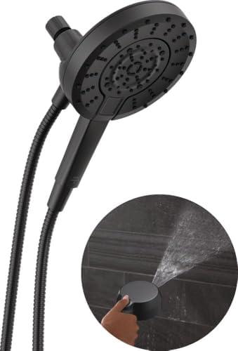 Delta 5-Setting In2ition 2-in-1 Dual Shower Head with Handheld High Pressure ProClean Spray, Matte Black Detachable Shower Head with Hose, 1.75 GPM Flow Rate, Matte Black 75548BL