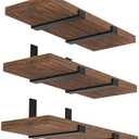 WEKIS Shelf Bracket, Heavy Duty Floating Shelf Brackets 10-Inch Long, 6-Pack Brackets for Shelves, Black Coated J Shape Metal Wall Shelf Support Brackets with 1/5-Inch Thick and 160 lb. Load Capacity