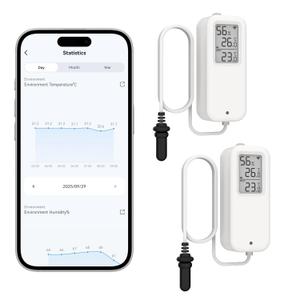 Daytech Freezer WiFi Temperature & Humidity Sensor, 2 Pack Smart Thermometer with App Alerts, Freezer Alarm, Remote Monitoring for Fridge, Greenhouse, Wine Cellar, No Hub Required