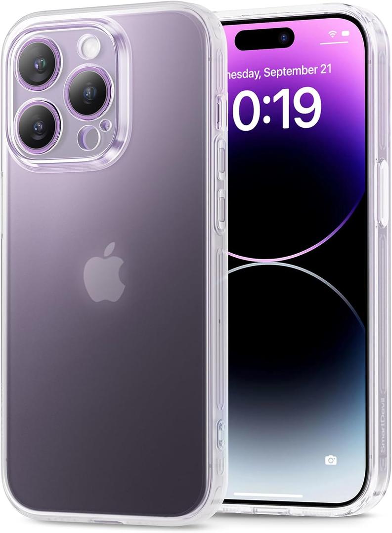 2 x SMARTDEVIL for iPhone 14 Pro Max Case Clear, Anti-Yellowing & Smooth Touch, Military-Grade Protection, Shockproof Transparent Protection, Phone Case for iPhone 14 Pro Max 6.7'', Clear